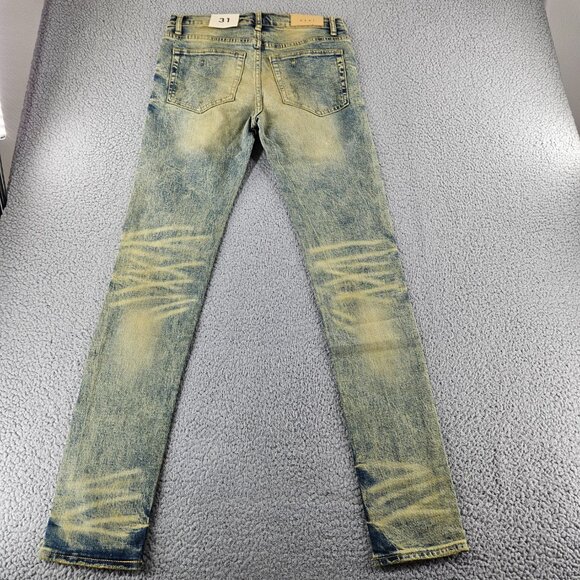 mnml Jeans Mens 31 Blue X146 Stretch Distressed Skinny Fit Denim - Picture 13 of 16